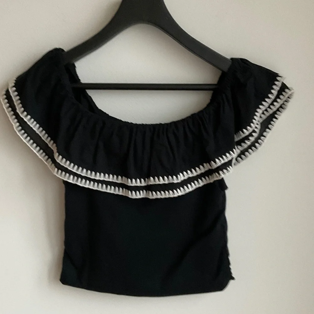 J. Crew Black Off The Shoulder Ruffle Top - Various Size